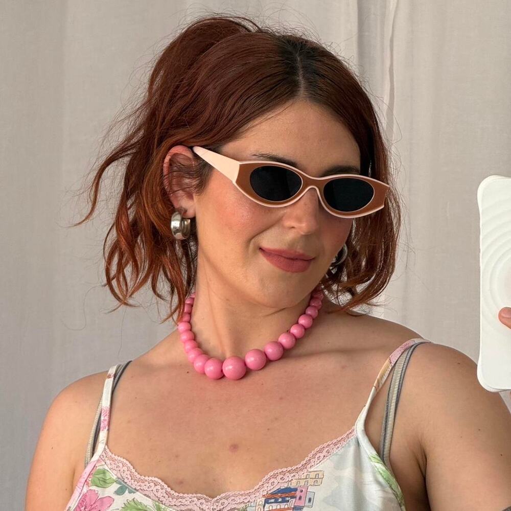 brown and pink oval slim sunglasses - Picture 2 of 5
